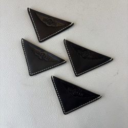 Bonnet corners in black leather (set of 4)