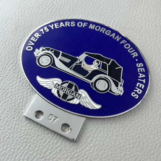 75 year Morgan Four Seater enamel badge (navy car)