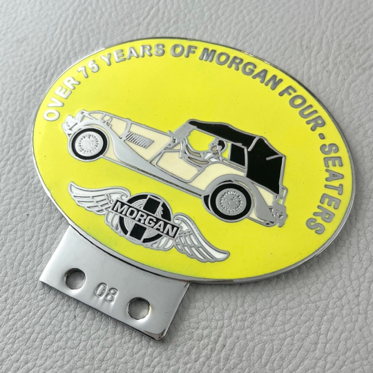 75 year Morgan Four Seater enamel badge (cream car)