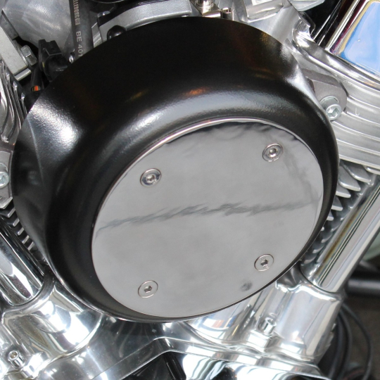 Polished stainless steel disc for front of 3 wheeler