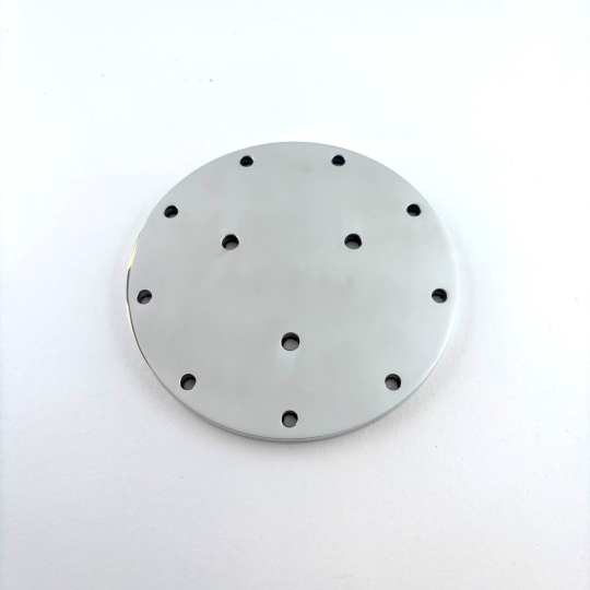 Polished alloy steering wheel centre plate with 12 holes for Moto-Lita...