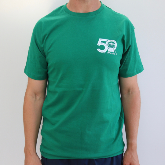 Green 50 year t-shirt - mens - 'RUTTER 50' on back