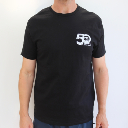 Black 50 year t-shirt - mens - 'RUTTER 50' on back