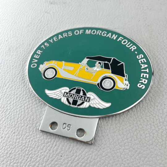 75 year Morgan Four Seater enamel badge (yellow car)