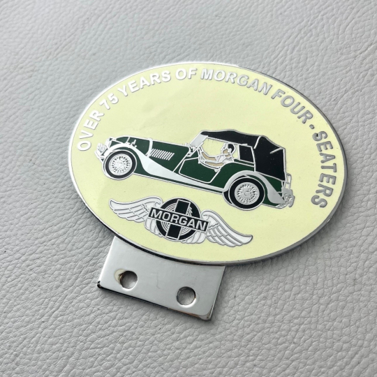 75 year Morgan Four Seater enamel badge (green car)