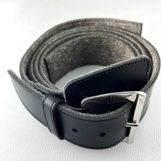 Bonnet strap - black with felt backing and chrome buckle