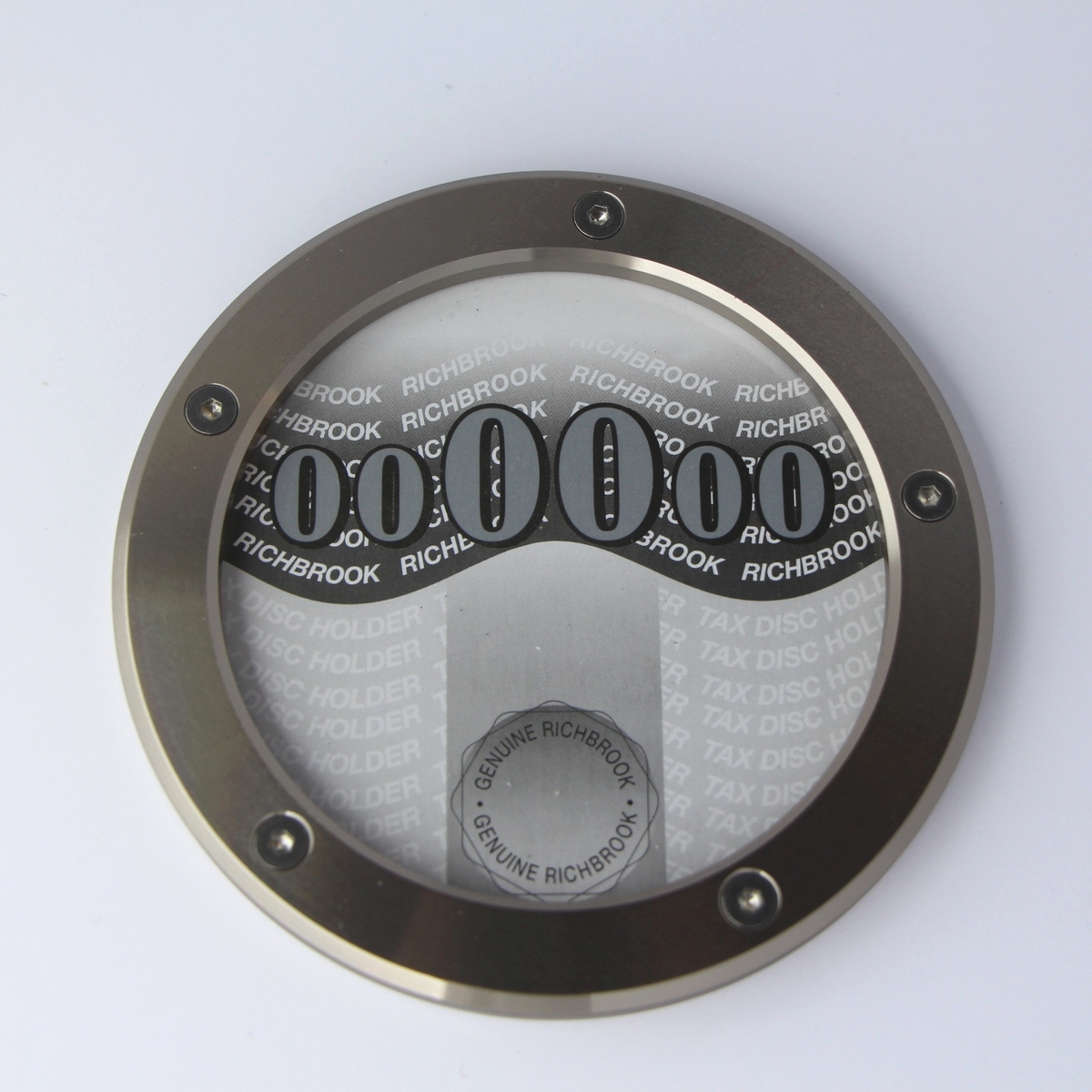 Licence holder for windscreen, alloy with Morgan wings on back
