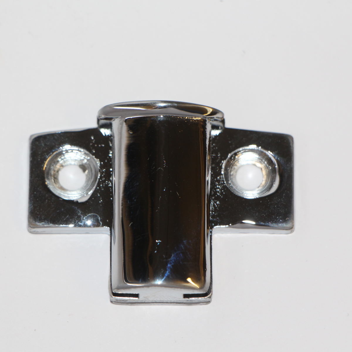 Bonnet hinge end bracket - chrome; rear