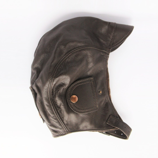 Leather flying helmet - brown (large 58 to 61 cm)