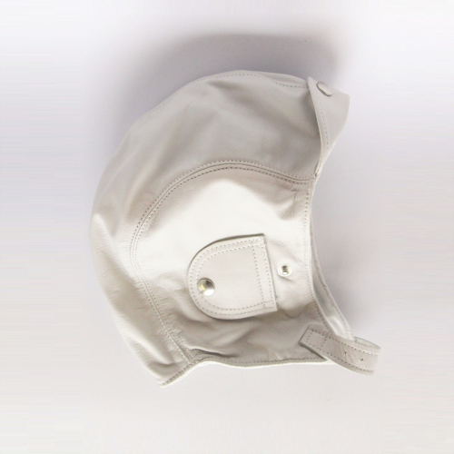 Leather flying helmet - white (medium 54 to 57 cm)