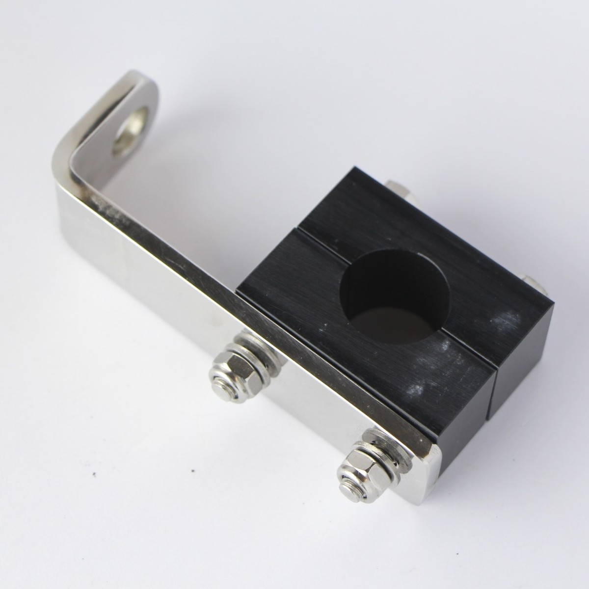 Stainless steel spot lamp bracket which clamps around bumper tube