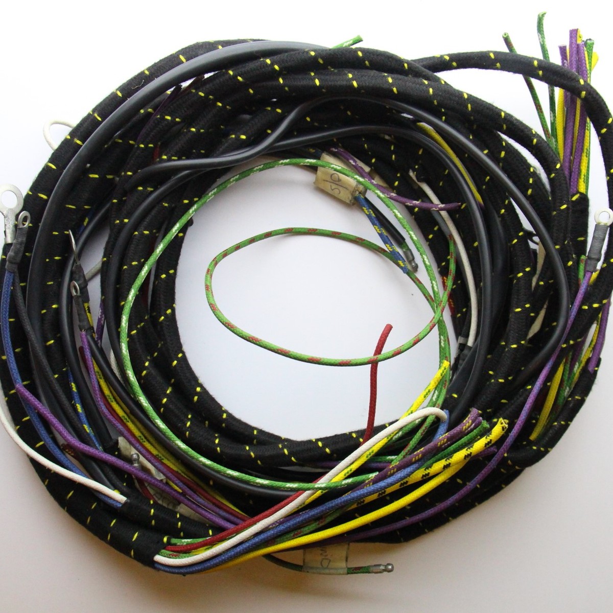 Wiring loom +4 with indicators 1950-53 - cloth wrapped lacquer braided cable...