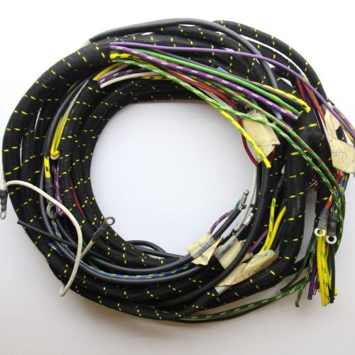 Wiring loom +4 1959-66 - cloth wrapped lacquer braided cable