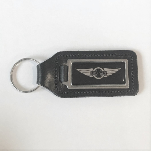 Key fob - black leather, black/chrome wings