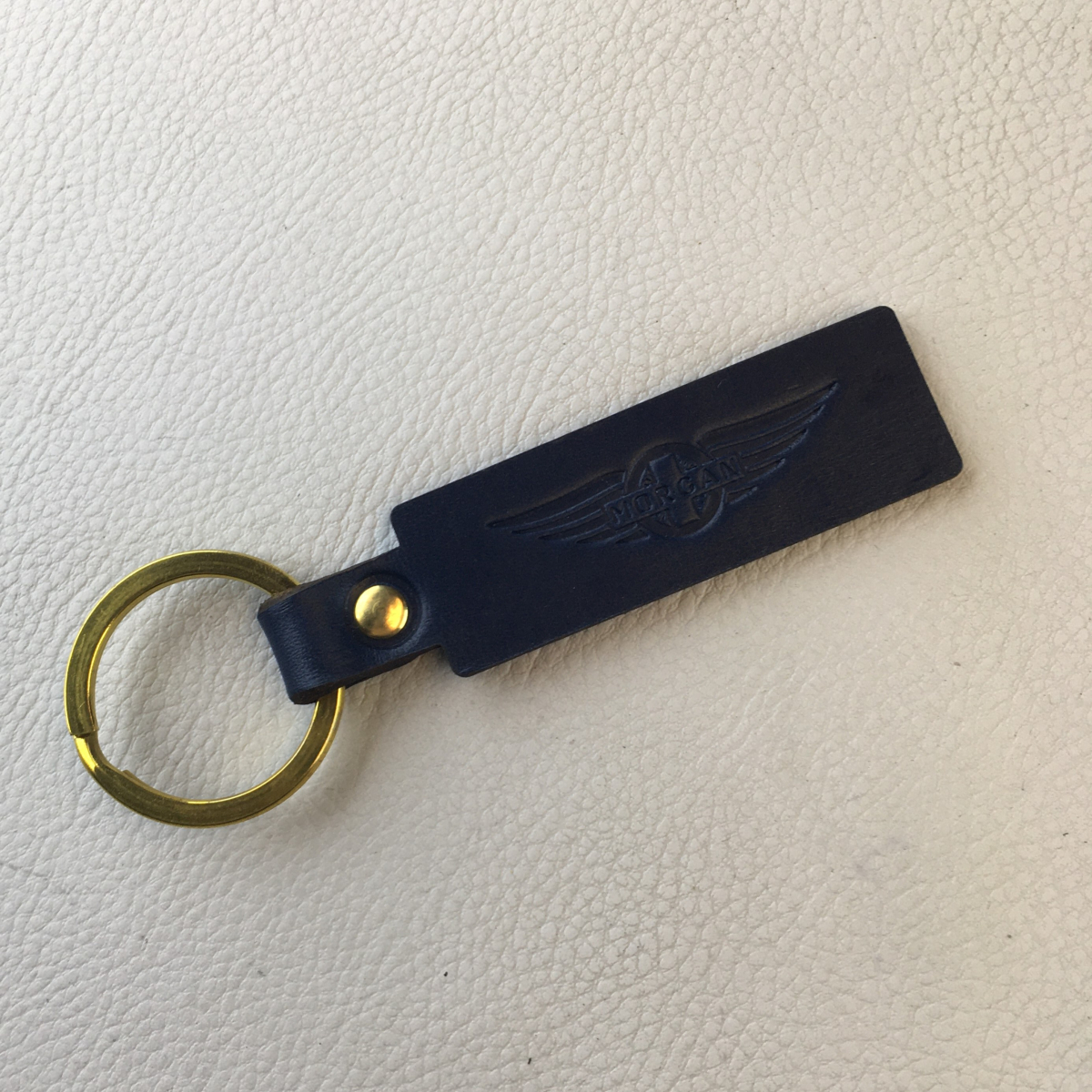 Navy key fob - leather laser engraved wings