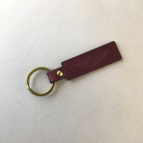 Maroon key fob - leather laser engraved wings