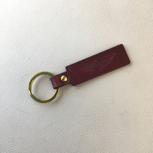 Maroon key fob - leather laser engraved wings