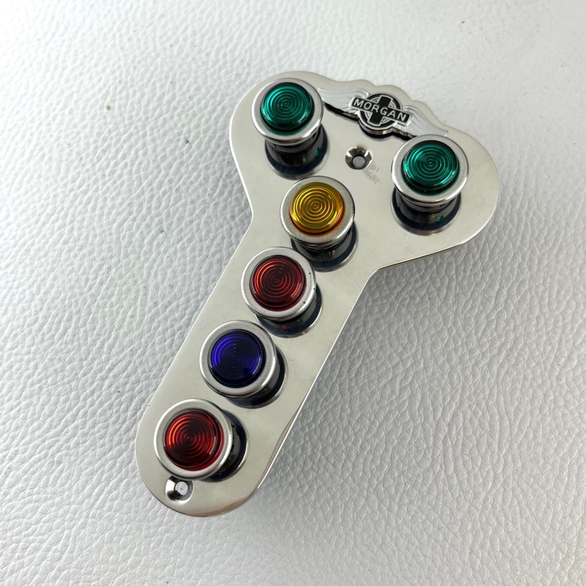 Polished stainless steel warning light plate 4/1995-6/97 with Morgan wings...