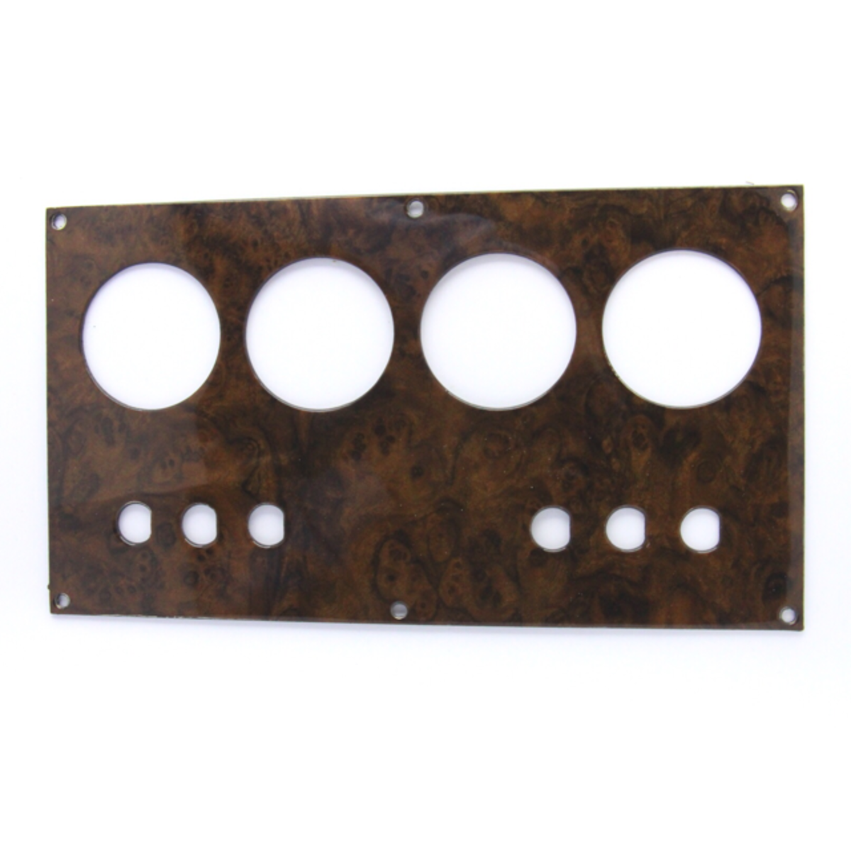 Switch panel 1976-6/97 veneered in burr walnut (for toggle not rocker switches)