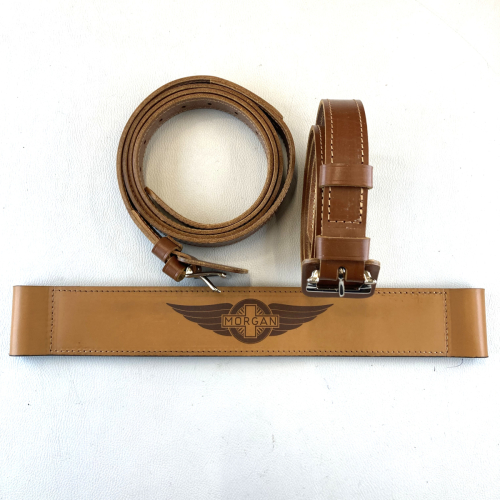 Luggage rack strap with Morgan logo - tan