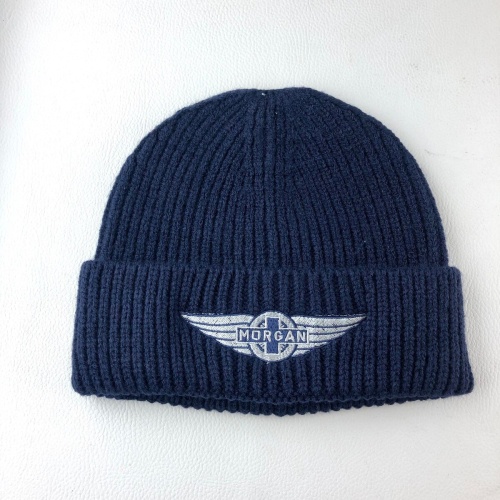 Beanie hat with Morgan wings logo - navy