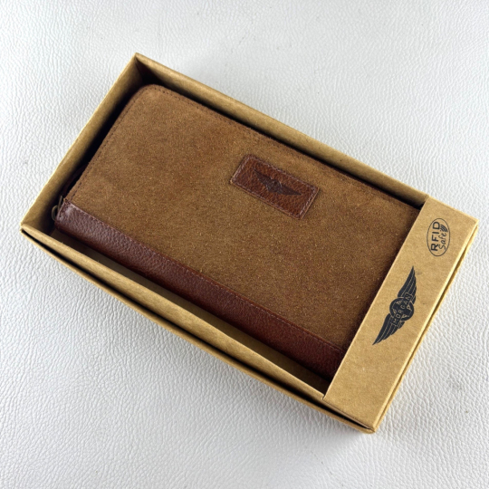 Leather & Suede Purse Embossed with Morgan wings