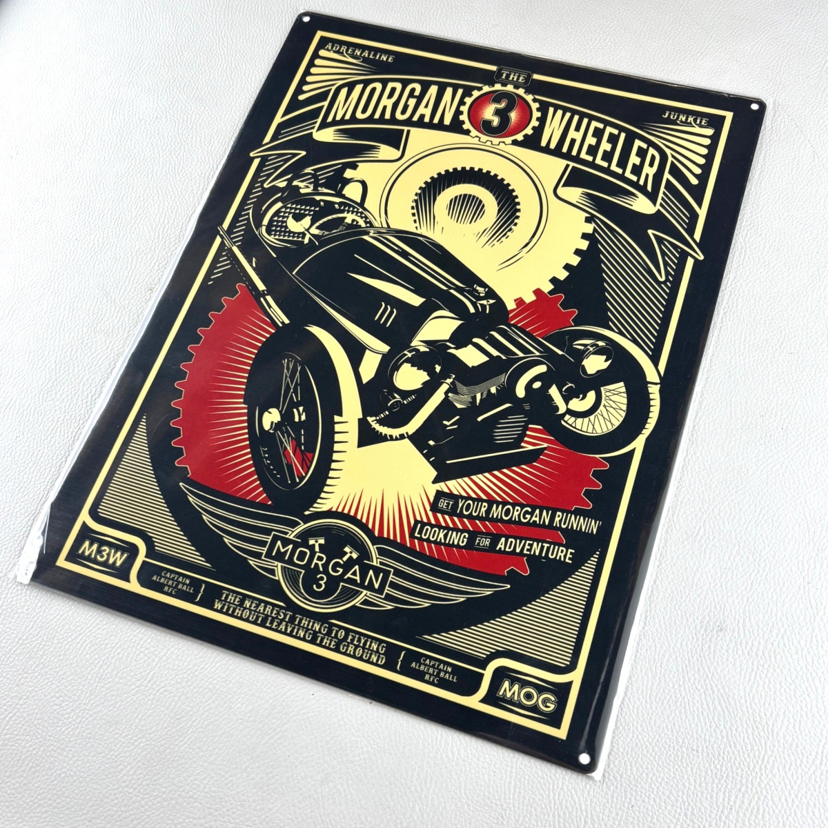 Large metal sign - 3 Wheeler black & red