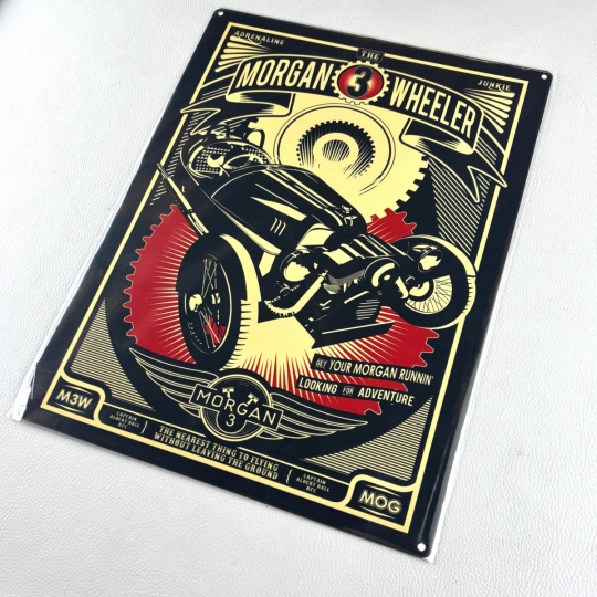 Large metal sign - 3 Wheeler black & red