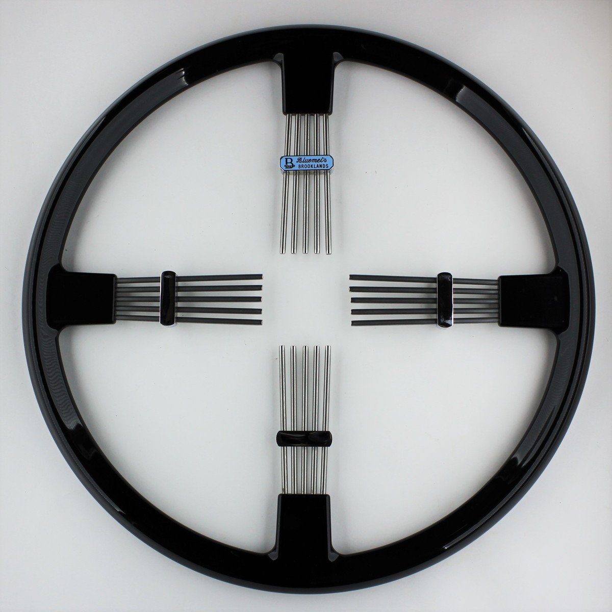 14" Brooklands 4 spoke steering wheel - black rim 35.5cm