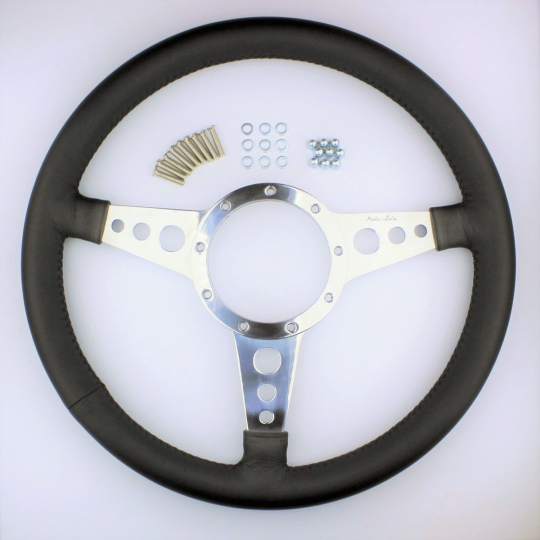 Black leather rim 3 spoke 15" wheel