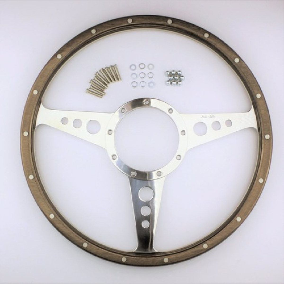 Wood rim 3 spoke 13" wheel - flat