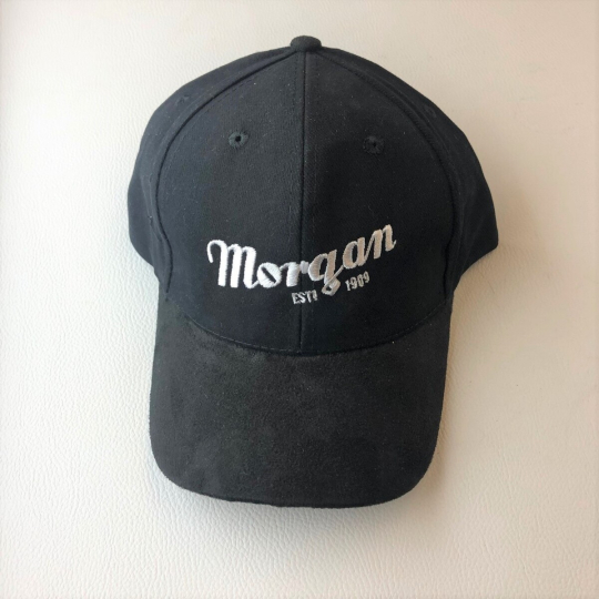 Baseball cap, Morgan script EST 1909 - black suede
