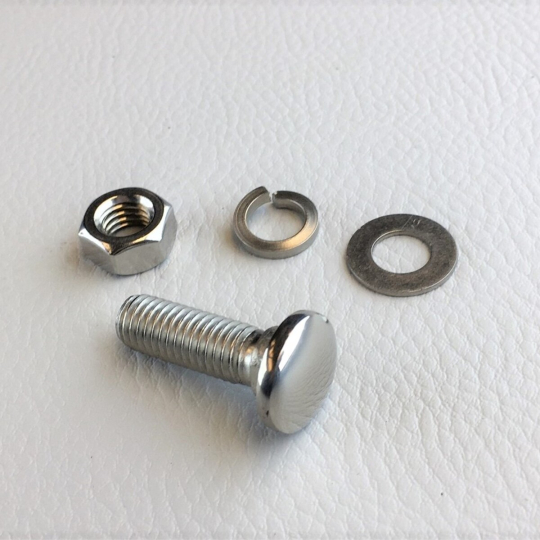 Polished stainless steel bumper bolt (with nut & washers)