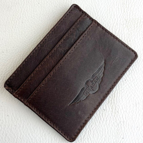 Morgan leather credit card holder - brown