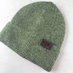Morgan beanie with leather patch - Forest Green