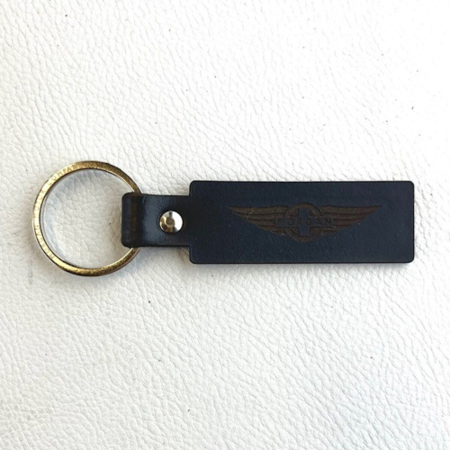Handmade Morgan leather key fob - Morgan wings black