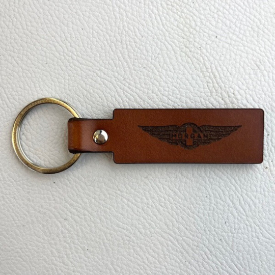 Handmade Morgan leather key fob - Morgan wings brown