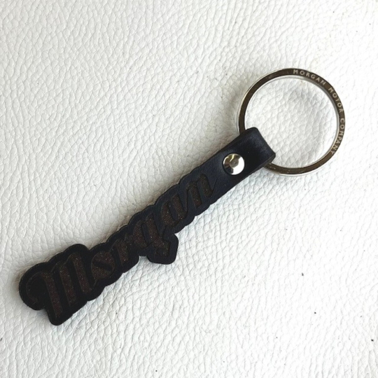 Handmade Morgan leather key fob - Morgan script black