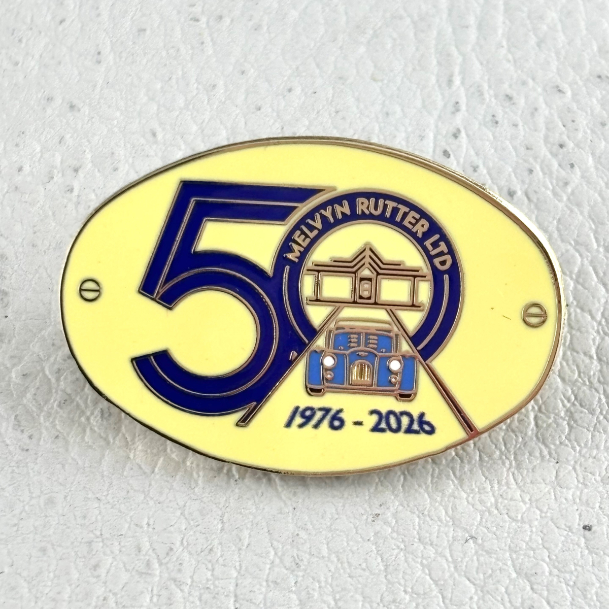 50 year enamel pin badge
