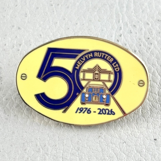 50 year enamel pin badge